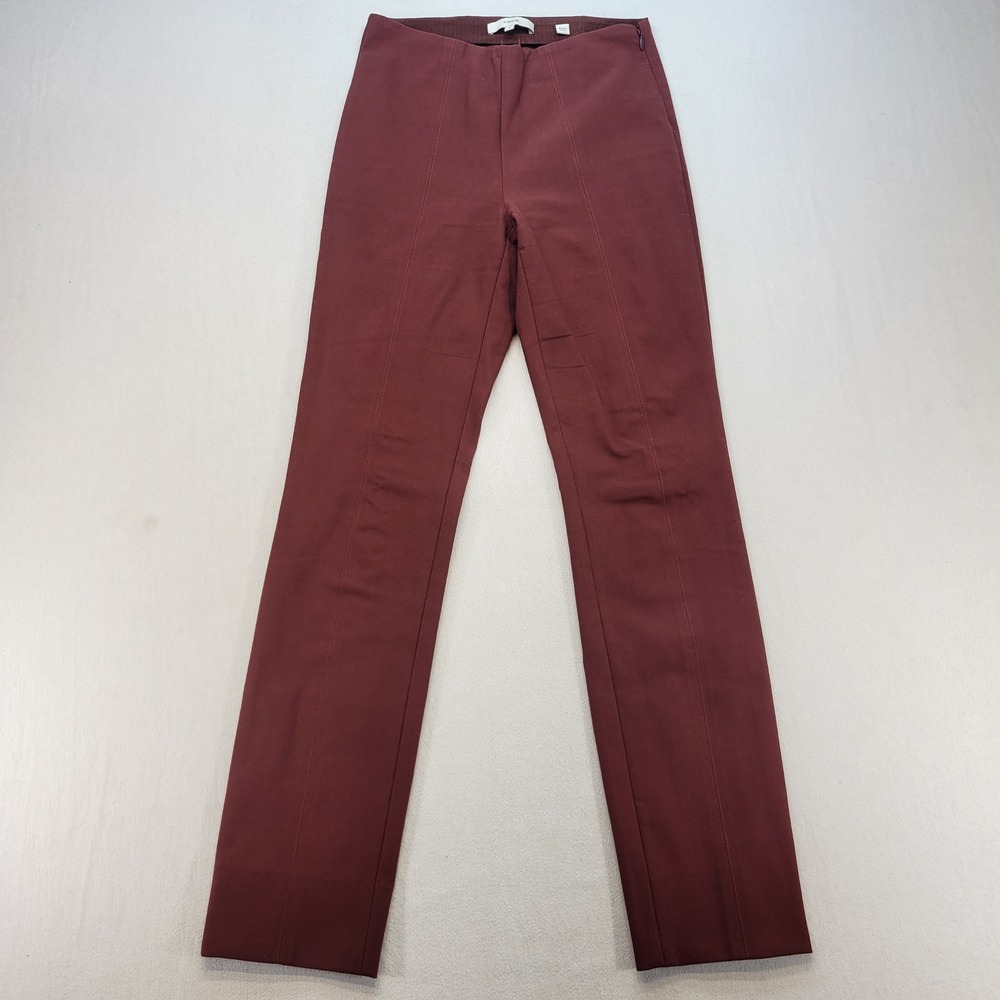 Vince Slim Ankle Trousers Womens XS Deep Red Side Zip Stretch Elastic Waist